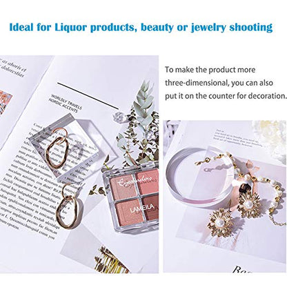 RENIAN Clear Polished Acrylic Square &Round Display Base Blockfor Jewelry Ring Stand Showcase Holder Flat Lay Photography Props，2 Pack