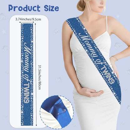 Blue Jean Twins Baby Shower Decorationsa Denim and Diamonds Mommy of Twins Sash Gift for Mom-to-Be A Blue Jean Baby Is on the Way Baby Shower Gender Reveal Pregnancy Announcement Party Supplies Favor