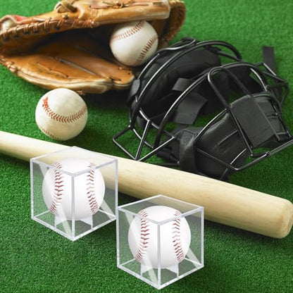 18 Pack Baseball Display Case,UV Protected Acrylic Boxes for Display, 3.15in Autographed Baseball Clear Display Case Cube, Baseball Display Case for Memorabilia Baseball for Official Size Ball