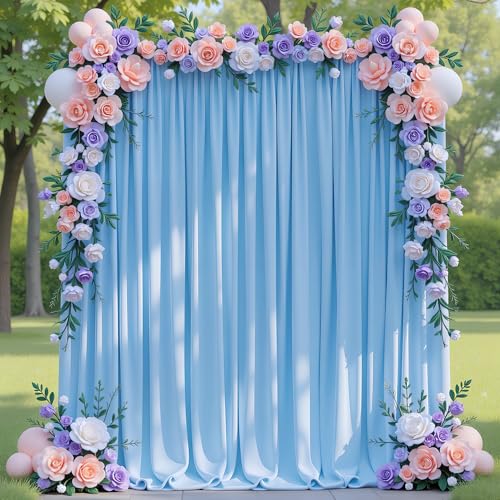 Asee'm 10x8FT Blue Backdrop Curtains for Parties, Polyester Photo Fabric Curtain Backdrop Drapes for Birthday Wedding Party Decor Background Photography with Rod Pocket, 5x8FT, 2 Panels - color: Blue, size: 5'(W) x 8'(H), 2 panels