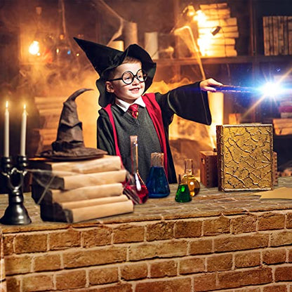 Capoda 6 Pcs 4.5 x 9 Feet Brick Stone Wall Backdrop Brick Wall Tablecloths Magic Wizard Sheet Table Cover Retro Red Backdrop for Wizard Party