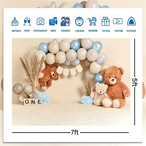 Bear Newbown 1st Birthday Cake Breakup Balloon Baby Backdrop Decoration Photo Studio Photocall 1st Birthday Party Banner Cake Smash Photo Prop,7x5ft - size: 7x5ft