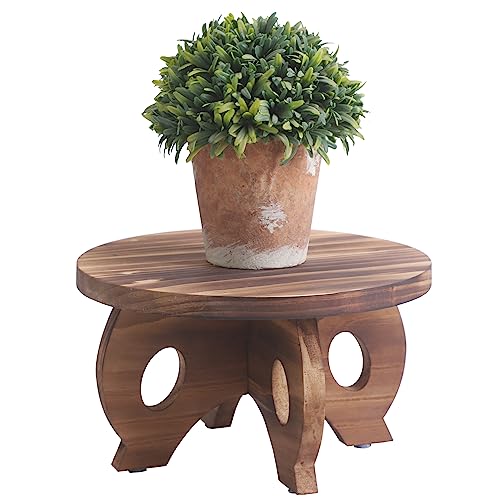 Plant Stand Indoor Wooden Plant Stool Round Stand Risers for Decor Plant Pedestal Stand Farmhouse Rustic Decorative Display Flower Holder Pedestal Board Brown - color: Brown