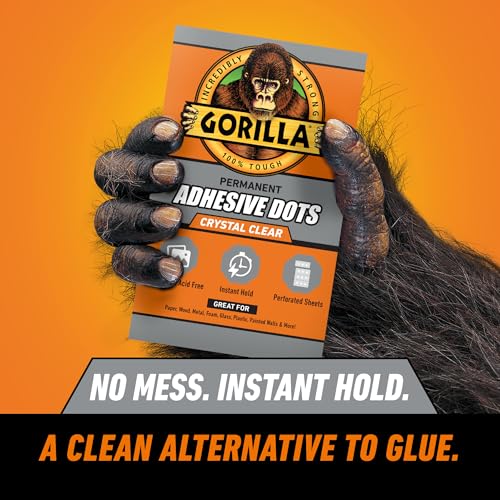 Gorilla Permanent Adhesive Dots, Double-Sided, Clear, 0.5" Diameter, 150 Pieces (Pack of 1) - No Mess, Photo Safe - size: 1 - Pack
