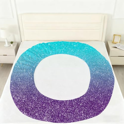 Blue Purple Fitted Sheet Set Queen Size Galaxy Sheet for Bedroom Kids Soft Microfiber 4-Piece Cartoon Sheet Set 1 Fitted Sheet+1 Flat Sheet+2 Pillowcases Glitter Bedding Set - color: Blue and Purple, size: Queen