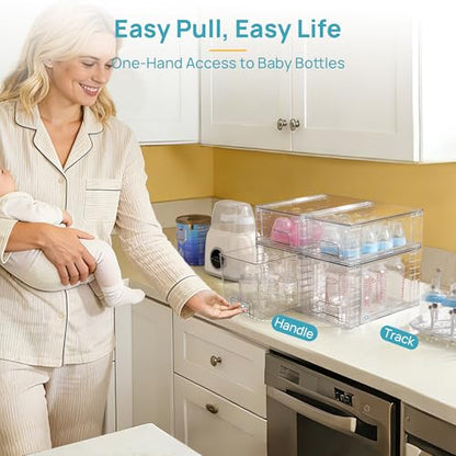 Vtopmart 4 Pack Clear Stackable Storage Drawers,Under Sink and Kitchen Organizers Storage,Easy to Assemble Plastic Drawers for Baby Bottle,Medicine, Bathroom,Cabinet and Pantry Organization - style: 2 Medium+2 Small
