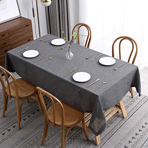 maxmill Flaxy Faux Linen Tablecloth with 2-Tone Slubby Texture Wrinkle Free Anti-Shrink Soft Table Cloth for Kitchen Dining Tabletop for Outdoor and Indoor Use Rectangle 60 x 84 Inch Charcoal - color: Flaxy Charcoal, size: 84" x 60" (Rectangular)