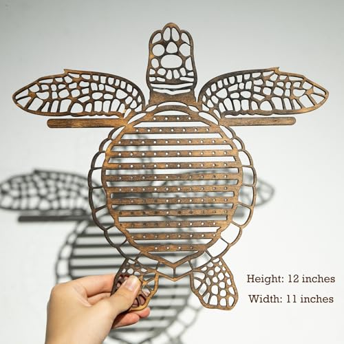 Tnstbiee Jewelry Organizer Stand Display - Unique Turtle Design for Earrings, Necklaces, and Bracelets - Wall Mountable - Great Gift Idea - Cute Home Decor - color: Brown gray