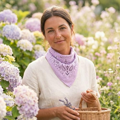 The Peacock Crew Premium Soft Cotton Bandanas Pack for Men and Women Paisley 22 x 22 inches - color: Pack of 10 Lavender