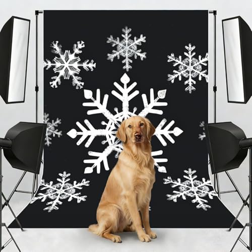 White Snowflake Backdrop Background for Photography 5x7ft Photobooth Professional Photo Backdrop Curtains Video Photography Studio Photo Backgrounds Banner Booth Background Screen Parties - color: White Snowflake