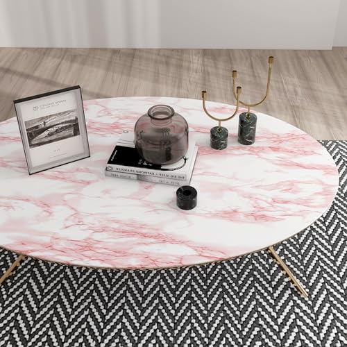 practicalWs 15.7 in x 236.2 in Self-Adhesive White Pink Marble Removable Wallpaper Decor Decals Decoration Textured Panel Table Countertops Cabinets Drawer Shelf Wall Crafts Wall Paper Decorations - color: Pink/White, size: 15.7" x 236.2"