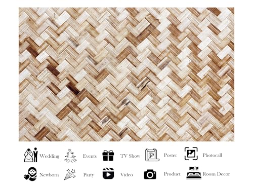 6x3.6ft Fabric Bamboo Weave Texture Backdrop Wicker Surface Photography Background for Furniture Party Decor Home Wall Hanging Tapestry Photo Props - size: 6X3.6ft