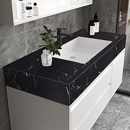 practicalWs 11.8"×78.7" Black Marble Contact Paper Matte Peel and Stick Kitchen Countertops Paper Black and White Self Adhesive Removable Waterproof Wallpaper for Cabinet Covers - color: Black/White, size: 11.8" x 78.7"