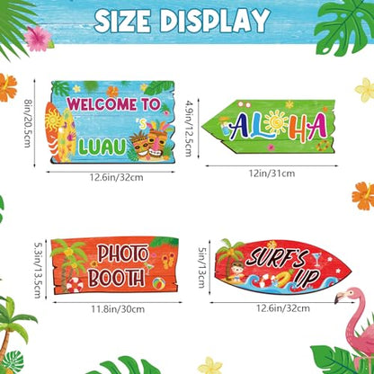 20 Pieces Luau Party Decorations Hawaiian Party Welcome Sign Summer Tropical Party Direction Signs for Fiesta Hawaiian Luau Tiki Themed Birthday Wedding Party Supplies with 2 Sheet Stickers - style: Luau