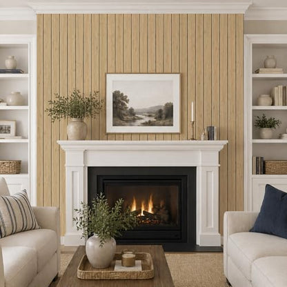 VEELIKE Tan Birch Slat Wall Panels Peel and Stick 3D Wood Grain Wall Panel 17''x118'' Self Adhesive Faux Wood Panels Sound Proof Foam Slat Paneling for Accent Walls Ceiling Bedroom Living Room Renters - color: Tan Birch, size: 17''x118''