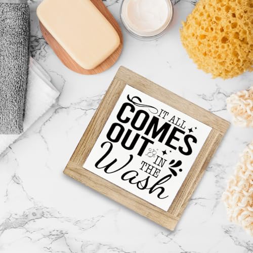 It All Comes Out in the Wash Sign, Laundry Room Decor Sign, Laundry Art for Home Decors, Country Music Lyrics Decor for Washing Room, Farmhouse Shelves Counter Decoration - color: Color02