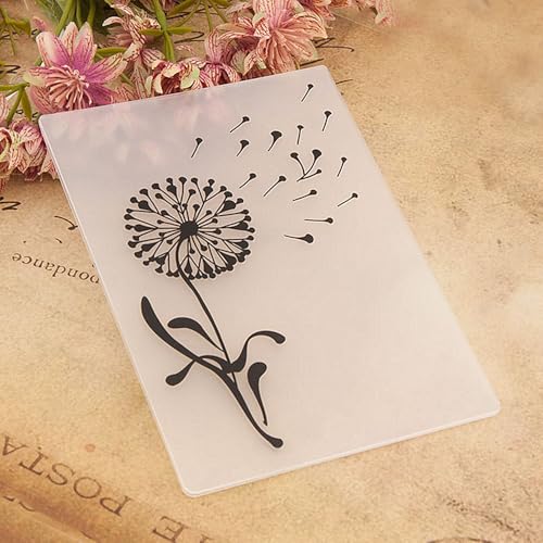 Dandelion Flowers Background Pattern Plastic Embossing Folder, 3D Textured Impressions Dandelion Background Embossing Folder Template for Card Making Scrapbooking Paper Craft Album Stamps DIY Décor - color: Dandelion Flowers Background 1