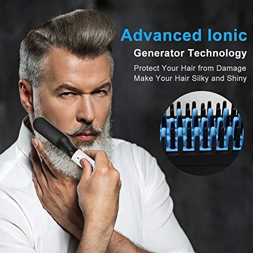 Electric Beard/Hair Straightener Brush Comb, Hot Tools Hair Flat Curling Iron, Fast Shaping for Beard Grooming And Hair Styling for Men, White