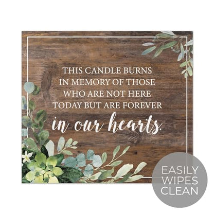 Lush Greenery This Candle Burns In Memory Of Sign / 8" x 9" Rustic Memorial Wedding Sign/Lush Greenery Table Top Remembrance Event Sign/Made In The USA - color: Lush Greenery, style: This Candle Burns