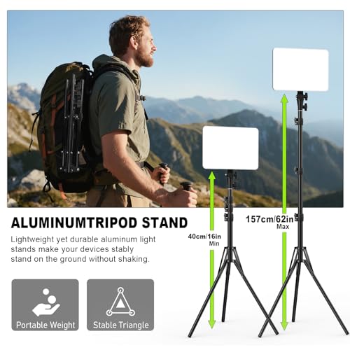 30W Upgraded Photography Lighting Kit, Anautin 2-Pack LED Video Lighting for Video Recording, 3700Lux Studio Lights with Tripod Stand for Photography, Streaming, Gaming, Podcast, Filming, Vlogging - size: 2-Pack, style: 30W Video Light