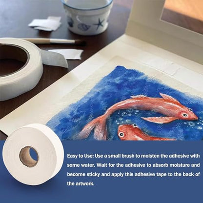 Lineco, Archival Water Activated Paper Hinging Tape, Acid-Free with Neutral pH, for Hinging Art Photo Matboard, 1 Inch x 130 Feet, Pack of 1 - size: Pack of 1