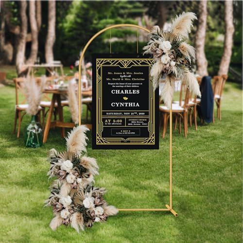 Metal Arch Backdrop Stand 7.2FT Gold Wedding Balloon Arched Backdrop Stand Square Arch Frame for Birthday Valentines Day Party Bridal Baby Shower Ceremony Decoration - size: 7.2ft Stand