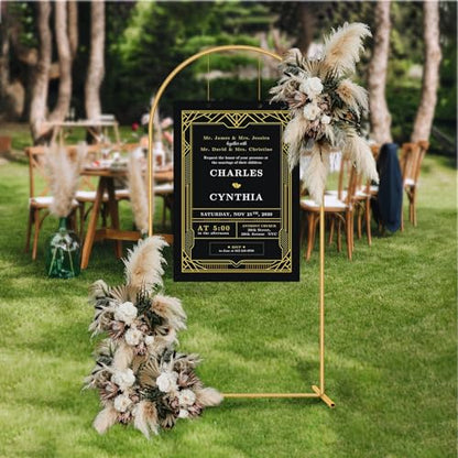 Metal Arch Backdrop Stand 7.2FT Gold Wedding Balloon Arched Backdrop Stand Square Arch Frame for Birthday Valentines Day Party Bridal Baby Shower Ceremony Decoration - size: 7.2ft Stand