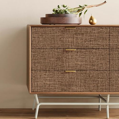 Brown Grasscloth Peel and Stick Wallpaper 17.3"x480" Faux Linen Textured Contact Paper Removable Self Adhesive Vinyl Wallpaper for Bedroom Bathroom Kitchen Cabinets - color: Brown, size: 17.3" x 480"
