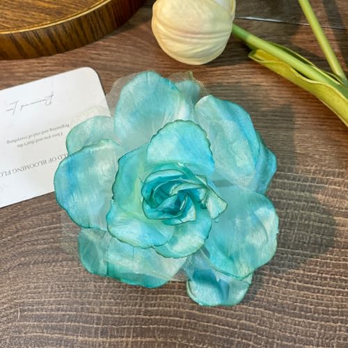 Gradient Flower Hair Clip for Women Duckbill Barrette Daily Outfit Accessory Travel Styling Prop for Spring Picnic or Photo Use - color: Green