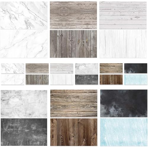 6PCS 12Patterns Photography Background Paper Wood Waterproof Food Photo Backdrop Double Sided 22X35 BEIYANG - color: 6PCS