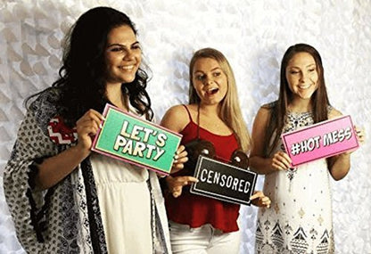 KING PROPS Best Photo Booth Props, Durable Business Pack Signs Photo Booth Perfect Wedding, Christmas, Birthday Reunions, Multicolor Waterproof Fun Signs Unique Photo Booth 64 Count Double Sided