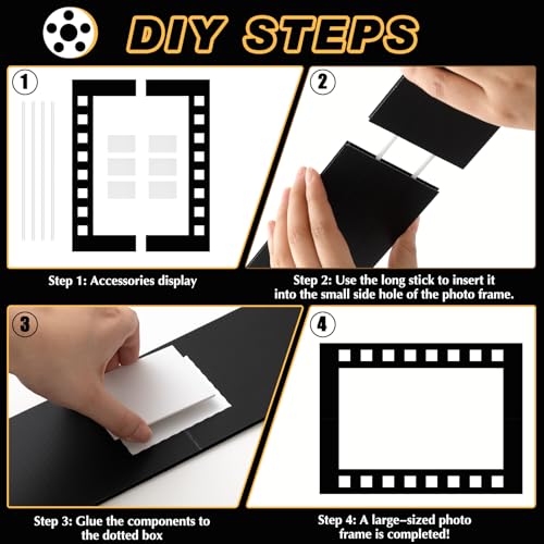 Beeveer Upgraded 32 x 24 Inch Large Photo Booth Props Picture Frame Vintage Photo Frame Friends Selfie Props for Wedding Mexico Birthday Bachelorette Graduation Party Supplies (Filmstrip Style) - style: Filmstrip Style