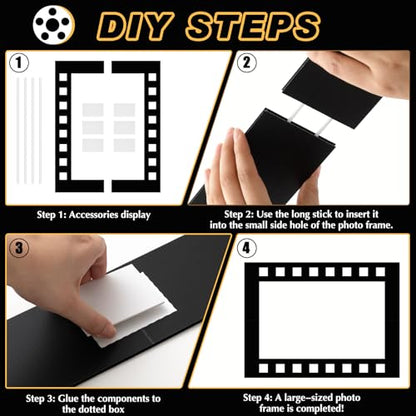 Beeveer Upgraded 32 x 24 Inch Large Photo Booth Props Picture Frame Vintage Photo Frame Friends Selfie Props for Wedding Mexico Birthday Bachelorette Graduation Party Supplies (Filmstrip Style) - style: Filmstrip Style