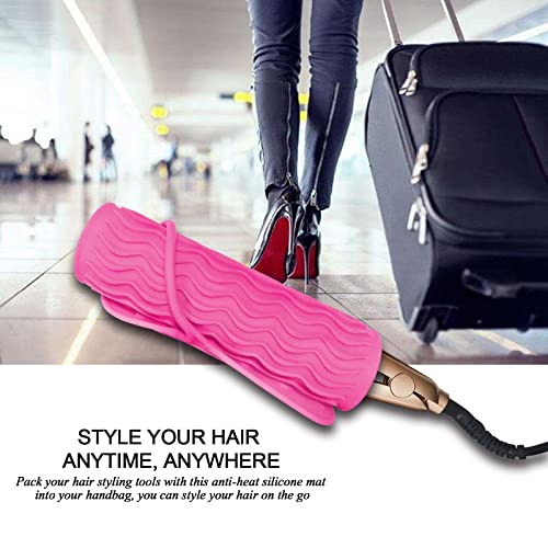 11" X 7.5" Large Size Heat Resistant Silicone Travel Mat, Anti-Heat Pad for Hair Straighteners, Hair Rollers, Curling Irons, Flat Irons and Other Hair Styling Tools - Baby Pink - color: Baby Pink, size: 11" X 7.5"