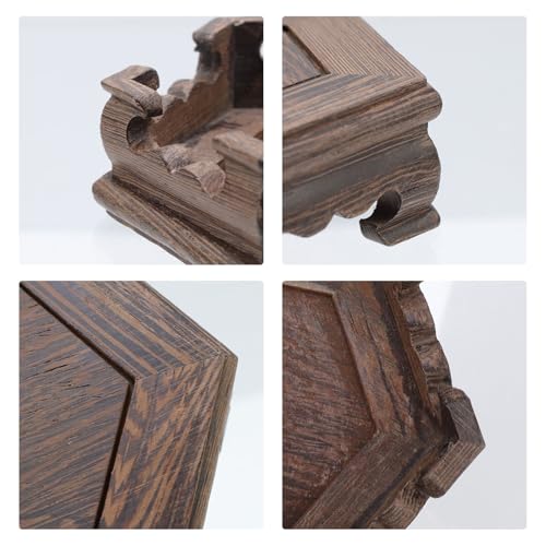 Traditional Craft Wooden Base Wood Display Stand Oriental Hex Shape Pedestal - color: 2-Q-5.0"-hexagon
