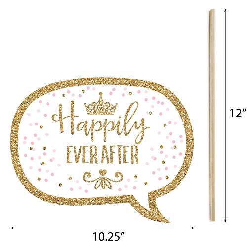 Big Dot of Happiness Little Princess Crown - Pink and Gold Princess Baby Shower or Birthday Party Photo Booth Props Kit - 20 Count