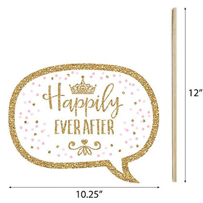 Big Dot of Happiness Little Princess Crown - Pink and Gold Princess Baby Shower or Birthday Party Photo Booth Props Kit - 20 Count