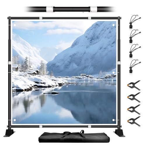 8 x 8FT Backdrop Banner Stand, Heavy Duty Adjustable Photo Background Support Frame Kit, Step and Repeat Stand for Photo Booth, Parties, Exhibition, Trade Show, Wedding - color: Black, size: 8x8ft