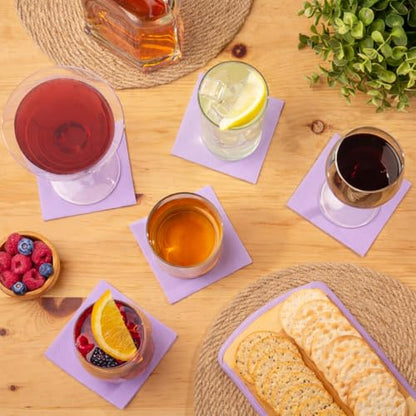 AMERICAN HOMESTEAD Cocktail Napkins - Premium 4.75"x4.75" Disposable Linen-Like Beverage Napkins - Bulk Square Party Bar Serviettes for Weddings, Parties, Events, and Daily Use - (Lilac -100 Count) - color: Lilac, size: 4.75 x 4.75