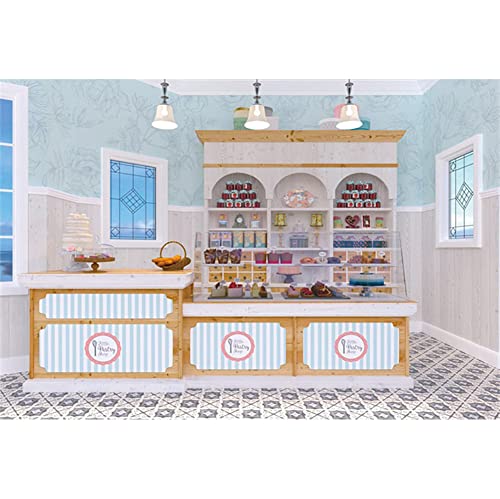 15x10ft Cake Shop Photography Backdrop Kids 1st Birthday Party Cake Smash Background Children Party Decor Banner Dessert Shop Cafe Bakery Wallpaper Newborn Baby Infant Portrait Studio Props - size: 15x10ft