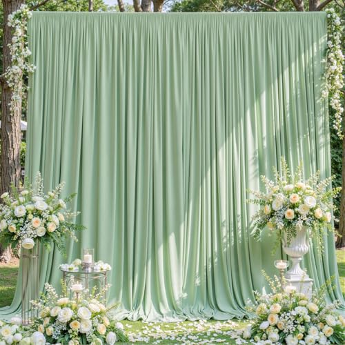 10ft x 7ft Sage Green Backdrop Curtain for Wedding Baby Shower Wrinkle Free Backdrop Drapes Panels for Parties Bridal Shower Birthday Photo Photography Polyester Fabric Background Decoration - color: Sage Green, size: 10FTx7FT (W5'xH7', 2 Panels)