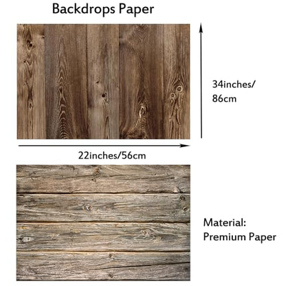 Food Photography Backdrops Paper 4 Pack Kit 22x34Inch/ 56x86cm Double Sided Photo Background Rolls Marble Wood Flat Lay for Product Jewelry Tabletop Prop Pictures, 8 Patterns, Double Side Backdrop-25