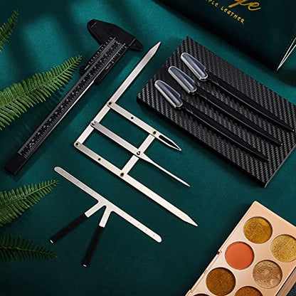 Weewooday 6 Pieces Tattoo Eyebrows Rulers 3 Point Positioning Ruler Mini Caliper Double Scale Vernier Calipers Eyebrow Caliper Microblading Ruler Measuring Tool with Eyebrow Shaver(Black) - color: black, silver