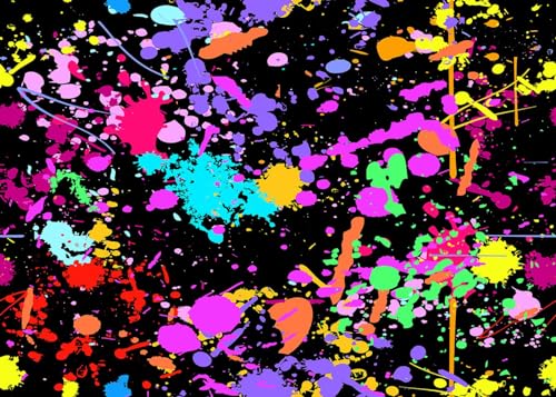 7X5FT Glow in The Dark Birthday Backdrop - Colorful Graffiti Splash Paint Party Background Slime Black Light Sleppover Party Decorations for Kids - size: 7X5FT