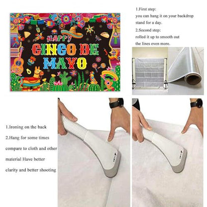 Cinco De Mayo Banner Backdrop 10x8FT Mexican Fiesta Photography Background Mexican Theme Party Decorations Supplies Photo Props - size: 10x8FT：120'x96'