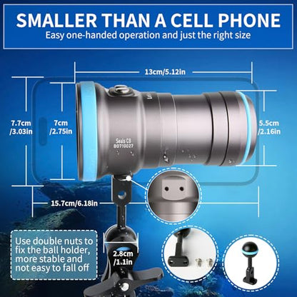 Seal CB 4000 Lumen Dive Light for Underwater Photography, 100m Underwater Video Light 94 CRI with 120 Degree Wide Beam Angle Scuba Flashlight for Professional Dive Photography Fill Light - size: Seal CB