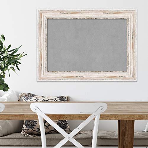 Amanti Art White Framed Magnetic Board 21x29 Medium Vision Board for use with Magnets, 100% Metal Sheet to Display Items as Office Decor or for Home Organization in mudroom, Kitchen or Kids Room - color: Alexandria White Wash, size: 29"W x 21"H