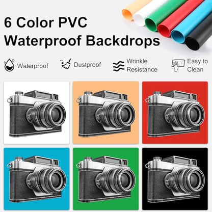 PULUZ Light Box Photography Kit, 12"x12" Portable Photo Studio Shooting Tent CRI 97 Dimmable LED Light with Double-Sided Reflector Board & 6 PVC Backdrops - size: 12"x12"