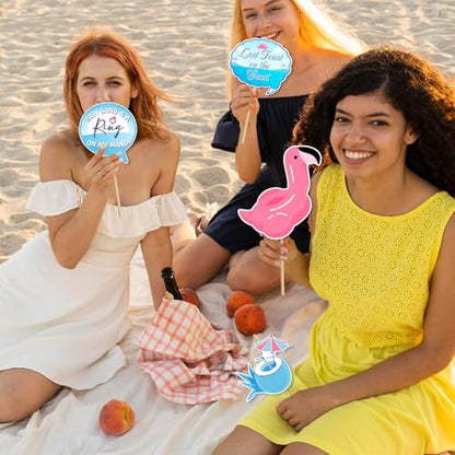 22 Pcs Coastal Bachelorette Party Photo Booth Props Set, Last Toast on The Coast Theme Decorations, Blue Nautical Beach Bridal Shower Wedding Engagement Party Supplies