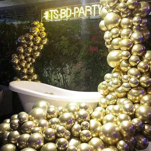 PartyWoo Metallic Gold Balloons 50pcs 5 Inch Small Mini Chrome Gold Latex Balloons for Graduation Baby Shower Gender Reveal Wedding Bachelorette New Year Birthday Party Decorations Gold-G101 - color: Gold-g101, size: 5 inch